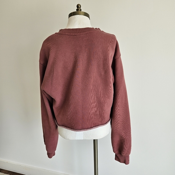 TNA Cozy Fleece Perfect Red Cropped Crewneck Sweater - Picture 3 of 4